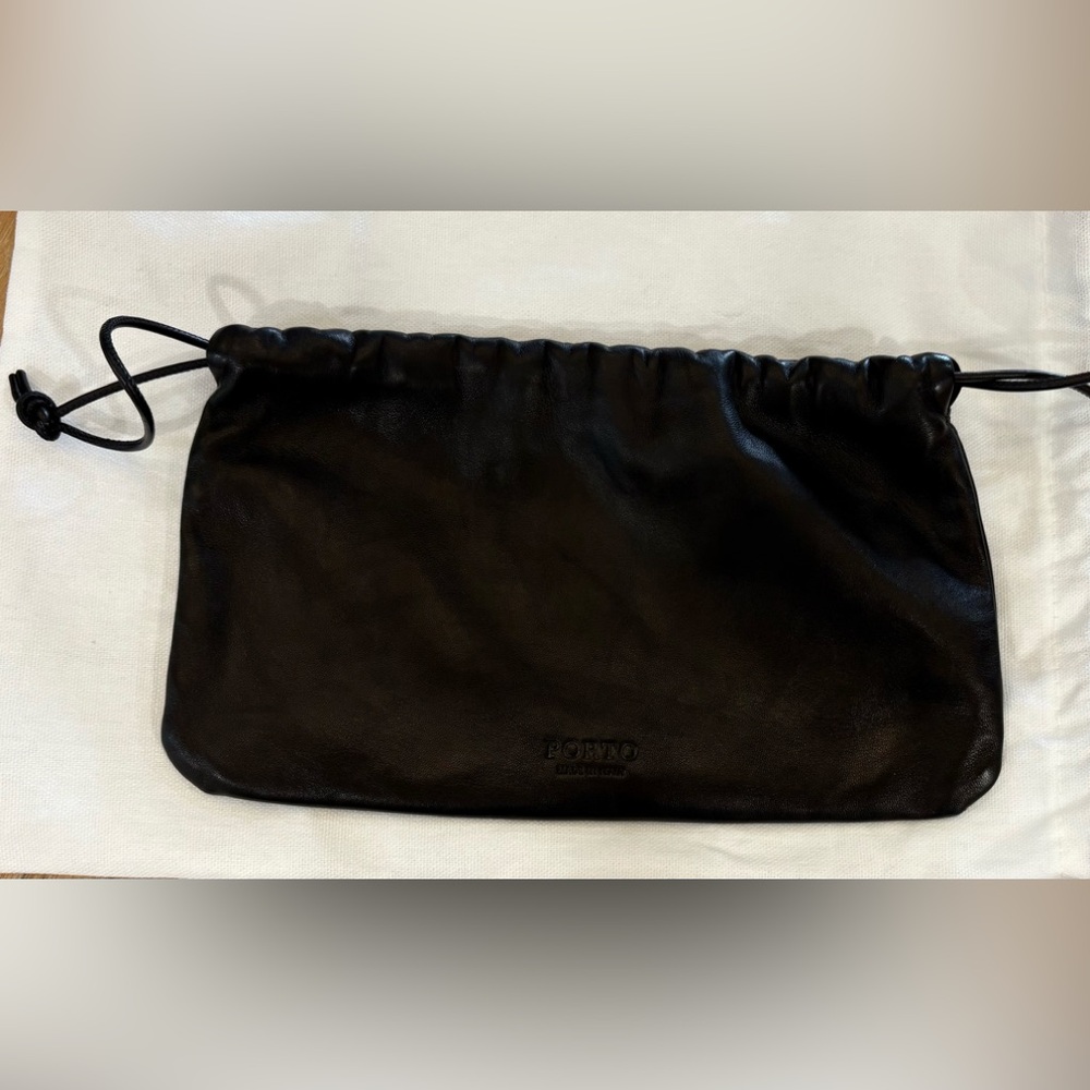 PORTO “The Mini” Italian Leather Clutch/wristlet bag– Nero (Black). Retail $220 - Picture 7 of 10